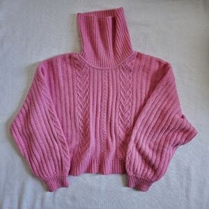 Womens Pink Cowl Neck Sweater